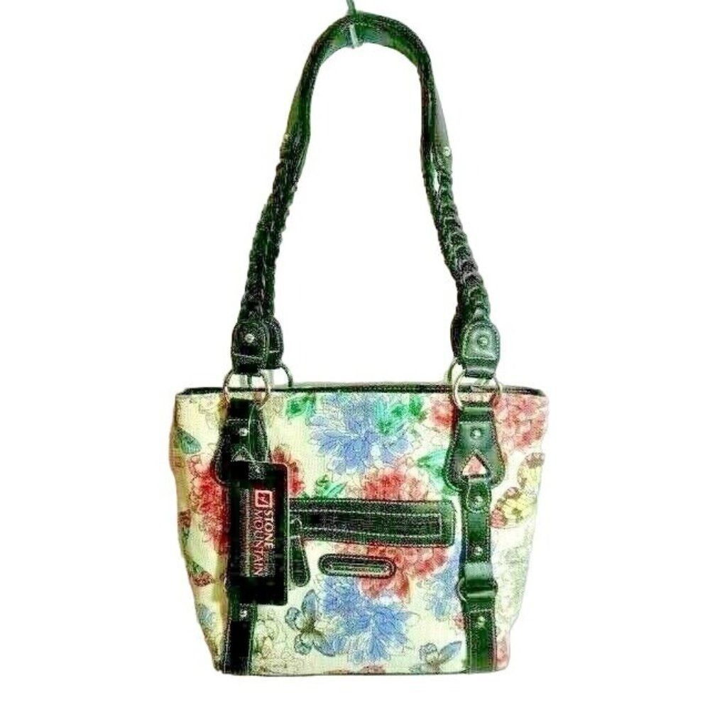 Stone Mountain Floral Garden Party Zip Canvas Travel Handbag Tote Organizer